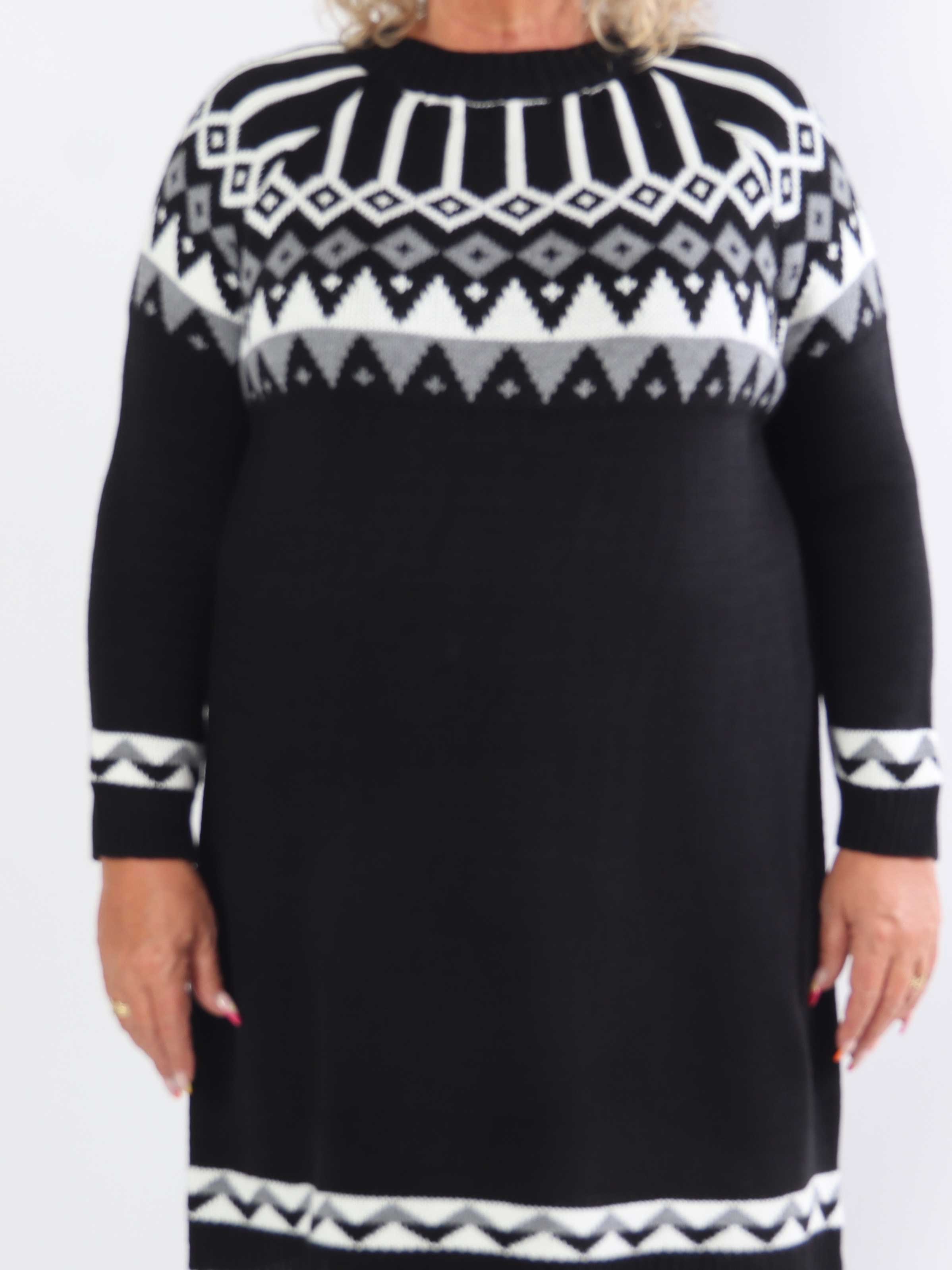 Viola - Stickad klänning med flerfärgat mönster